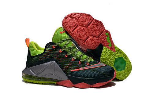 Mens Nike Lebron 12 Low Shoes Green Grey Red Orange Discount Code